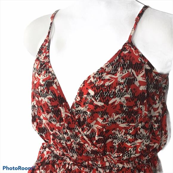 Banana Republic Shorts Romper Faux Wrap Red and Black Floral size Small - Picture 3 of 16